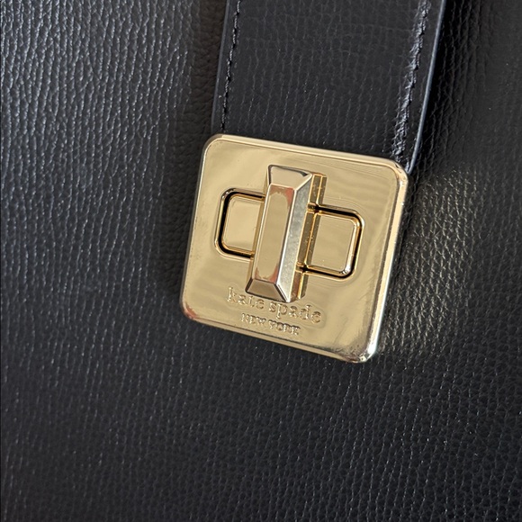 Kate Spade Phoebe Large Tote Bag Black Leather Gold-tone Lock Shoulder Commute - Picture 4 of 16